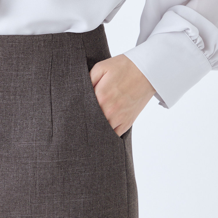 シルバーライン 【RELAX TAPERED】【年間】タイトスカート/ブラウン/ウォッシャブル 茶中間