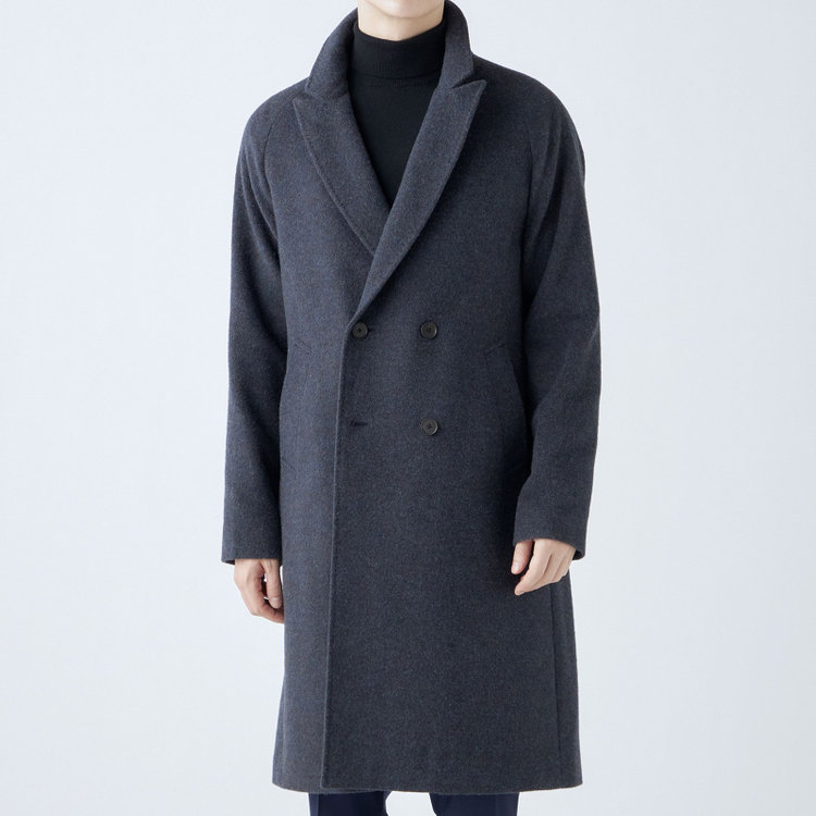 シルバーライン 【SL】ウールブレンド ラグランダブルチェスターコート/ネイビー/RE:NEWOOL/BISHU JAPAN 紺中間