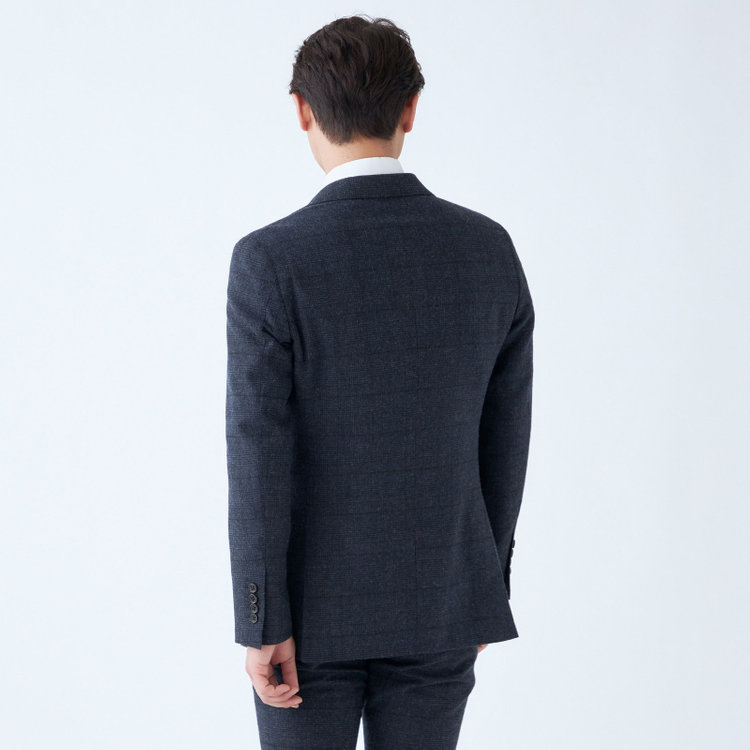 シルバーライン 【発送在庫あり】【CLASSICO TAPERED】【秋冬】2釦シングルスーツ 1タック/ネイビー×チェック/RE:NEWOOL/※裾上げ必要 紺中間