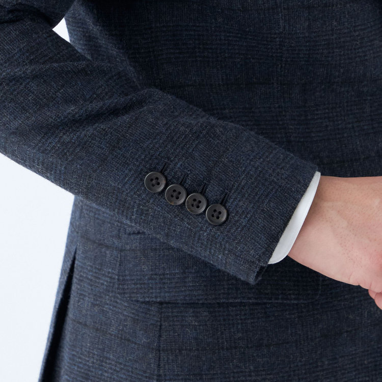 シルバーライン 【発送在庫あり】【CLASSICO TAPERED】【秋冬】2釦シングルスーツ 1タック/ネイビー×チェック/RE:NEWOOL/※裾上げ必要 紺中間