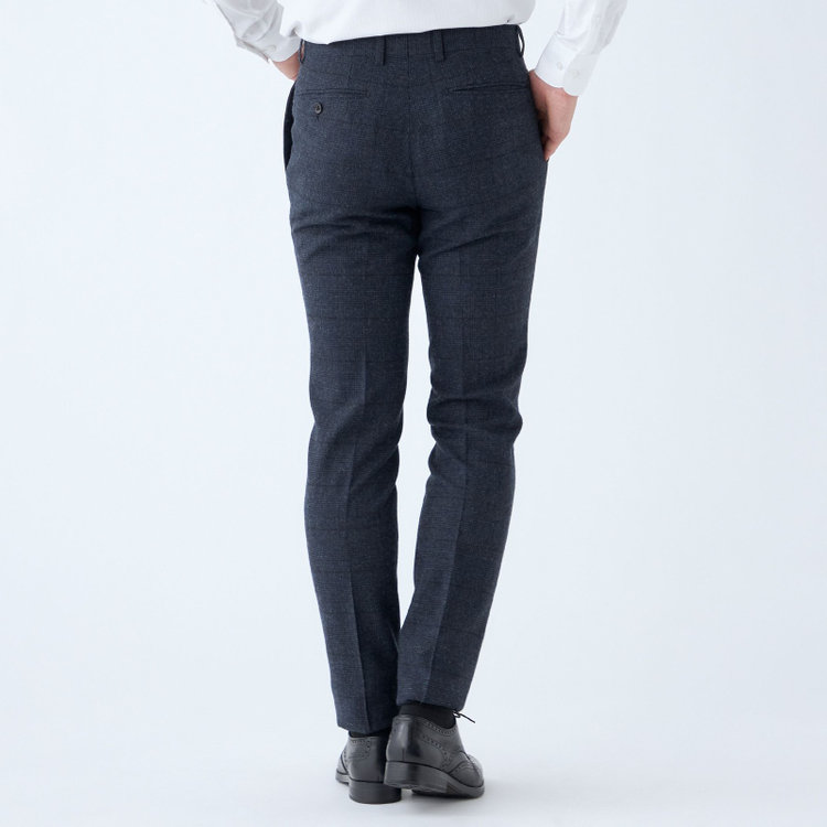 シルバーライン 【発送在庫あり】【CLASSICO TAPERED】【秋冬】2釦シングルスーツ 1タック/ネイビー×チェック/RE:NEWOOL/※裾上げ必要 紺中間