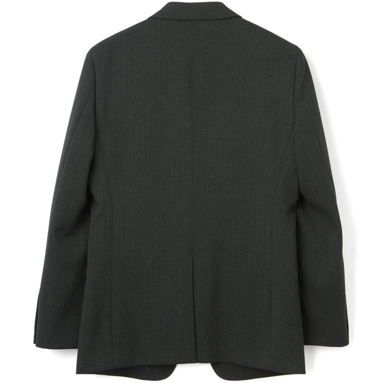 ブラックライン 【SLIM TAPERED_2】【秋冬】2釦シングルスリーピーススーツ 0タック/グリーン×シャドーストライプ/ウエストシャーリング/4S SUSTAINABILITY&ECOLOGY FABRIC/※パンツ裾上げ済仕様 緑濃色