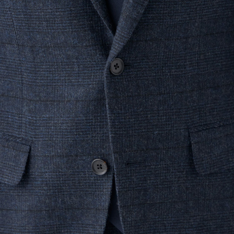 シルバーライン 【発送在庫あり】【CLASSICO TAPERED】【秋冬】2釦シングルスーツ 1タック/ネイビー×チェック/RE:NEWOOL/※裾上げ必要 紺中間