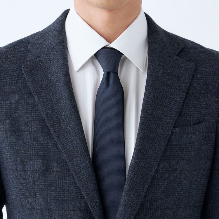 シルバーライン 【発送在庫あり】【CLASSICO TAPERED】【秋冬】2釦シングルスーツ 1タック/ネイビー×チェック/RE:NEWOOL/※裾上げ必要 紺中間