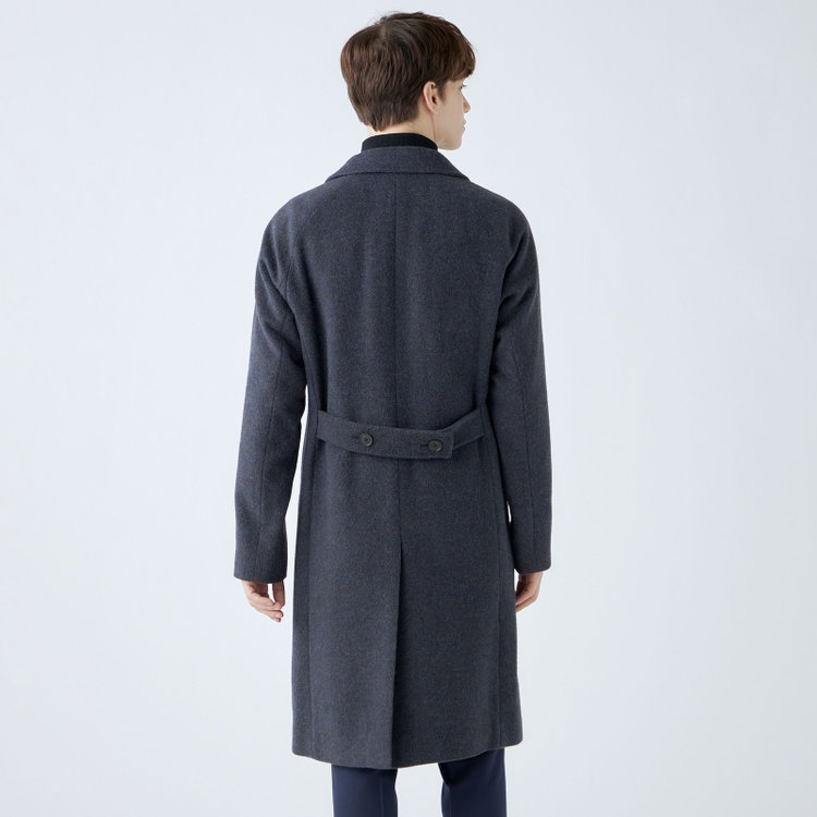 シルバーライン 【SL】ウールブレンド ラグランダブルチェスターコート/ネイビー/RE:NEWOOL/BISHU JAPAN 紺中間