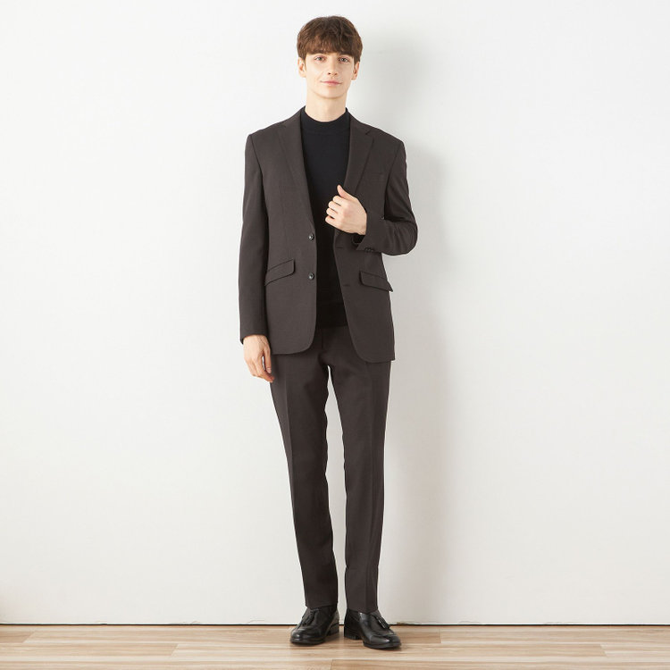 ブラックライン 【SLIM TAPERED_2】【年間】2釦シングルテーパードパンツスーツ 0タック/ブラウン/ウエストシャーリング/4S/※パンツ裾上げ済仕様 茶中間