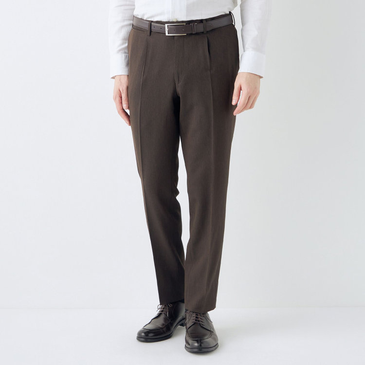 シルバーライン 【CLASSICO TAPERED】【春夏】1タックテーパードパンツ/ブラウン/ウエストムーブ仕様/4S SUSTAINABILITY&ECOLOGY FABRIC/※裾上げ済仕様 茶中間
