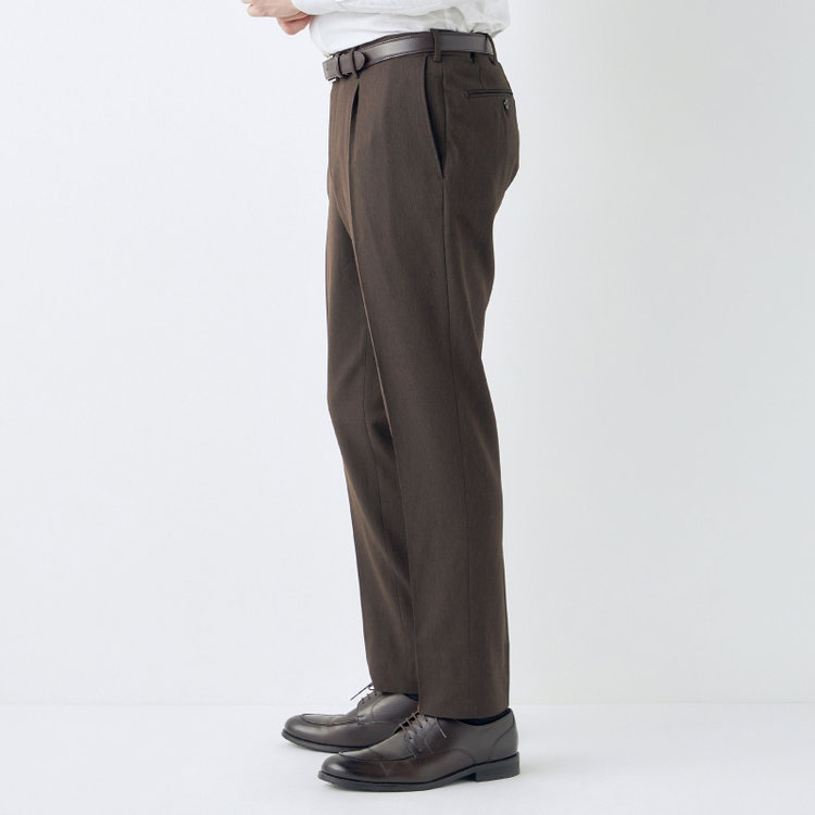シルバーライン 【CLASSICO TAPERED】【春夏】1タックテーパードパンツ/ブラウン/ウエストムーブ仕様/4S SUSTAINABILITY&ECOLOGY FABRIC/※裾上げ済仕様 茶中間