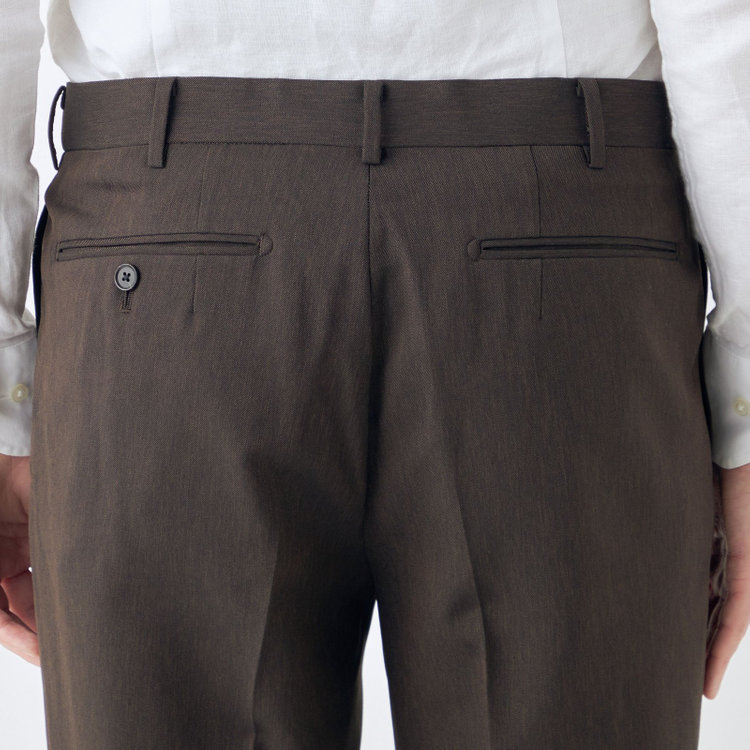シルバーライン 【CLASSICO TAPERED】【春夏】1タックテーパードパンツ/ブラウン/ウエストムーブ仕様/4S SUSTAINABILITY&ECOLOGY FABRIC/※裾上げ済仕様 茶中間