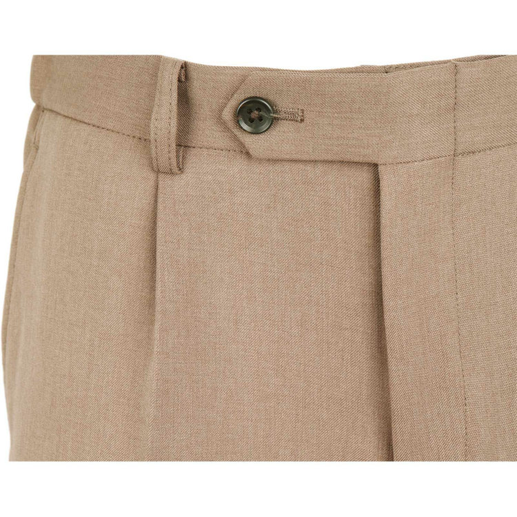 スーツセレクト 【RBC】【秋冬】1タックテーパードパンツ/グレージュ×ソリッド/シャーリング仕様/ウォシャブル ブラウン系(茶)