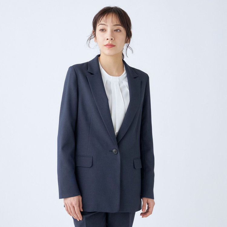 シルバーライン 【SILVER LINE】【【年間】1釦シングルパンツスーツ/ネイビー/ウォッシャブル/Naturemier/※パンツ裾上げ済仕様 紺中間