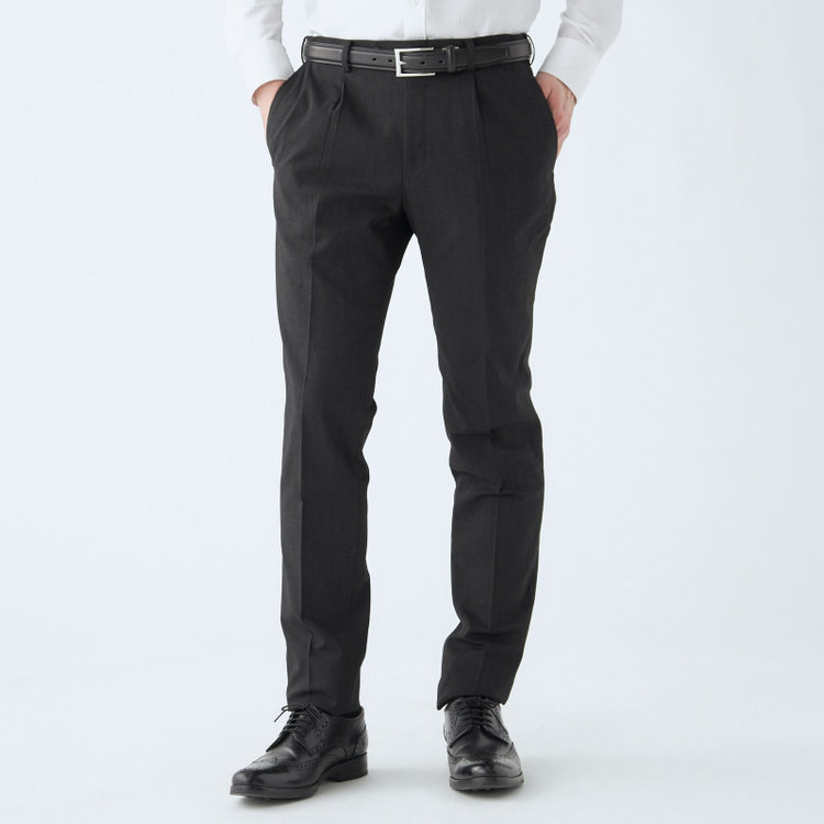 シルバーライン 【RBC】【春夏】ポリエステル1タックテーパードパンツ/ブラック/ウエストムーブ仕様/4S SUSTAINABILITY&ECOLOGY FABRIC/※裾上げ必要 黒