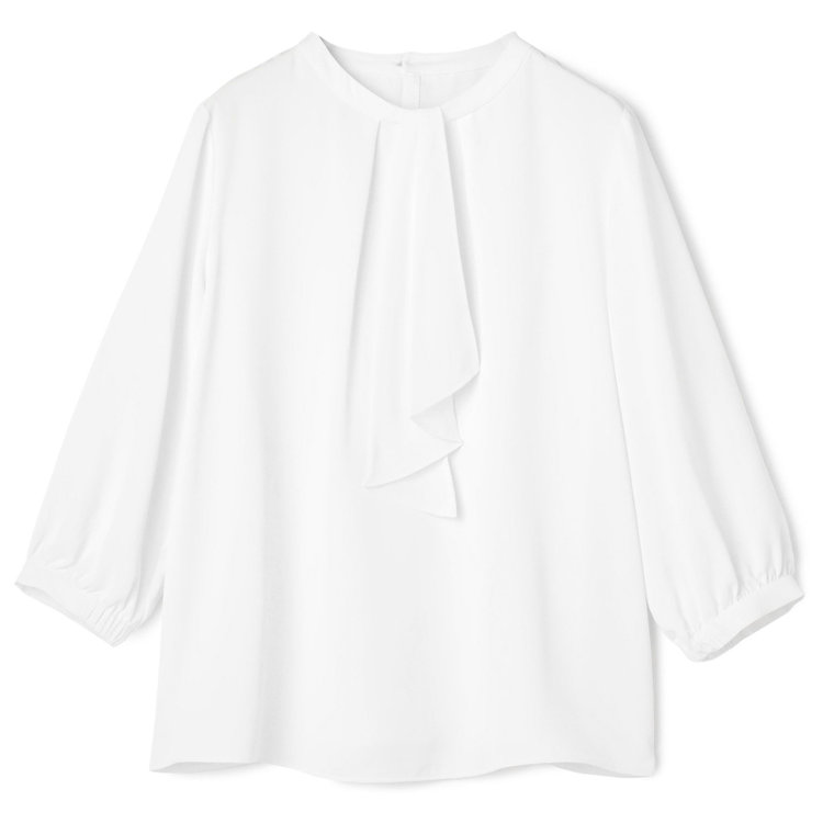 シルバーライン 【発送在庫あり】【SILVER LINE/7分袖】2WAYタイ付きハイネックプルオーバー/ホワイト 白