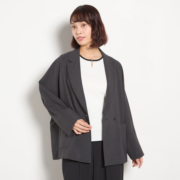 シルバーライン 【SILVER LINE】【春夏】2釦1掛けダブルジャケット/グレー/ウォッシャブル/Naturemier/4S SUSTAINABILITY&ECOLOGY FABRIC グレー濃色
