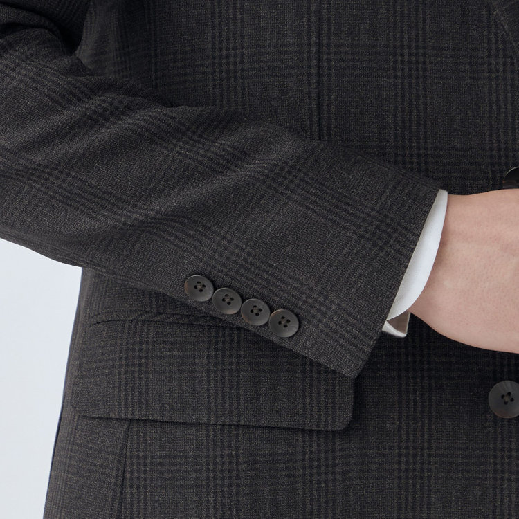 シルバーライン 【CLASSICO TAPERED】【秋冬】2釦シングルスリーピーススーツ 1タック/ブラウン×プレイド/ウエストムーブ/4S SUSTAINABILITY&ECOLOGY FABRIC/※パンツ裾上げ済仕様 茶中間