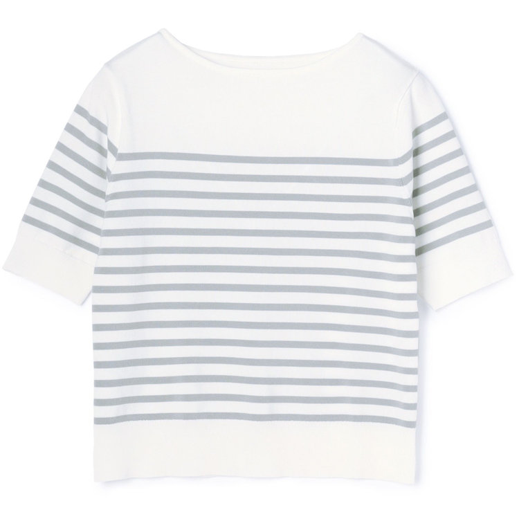 シルバーライン 【SILVER LINE/半袖】ボーダーニット/ホワイト×グレー グレー淡色