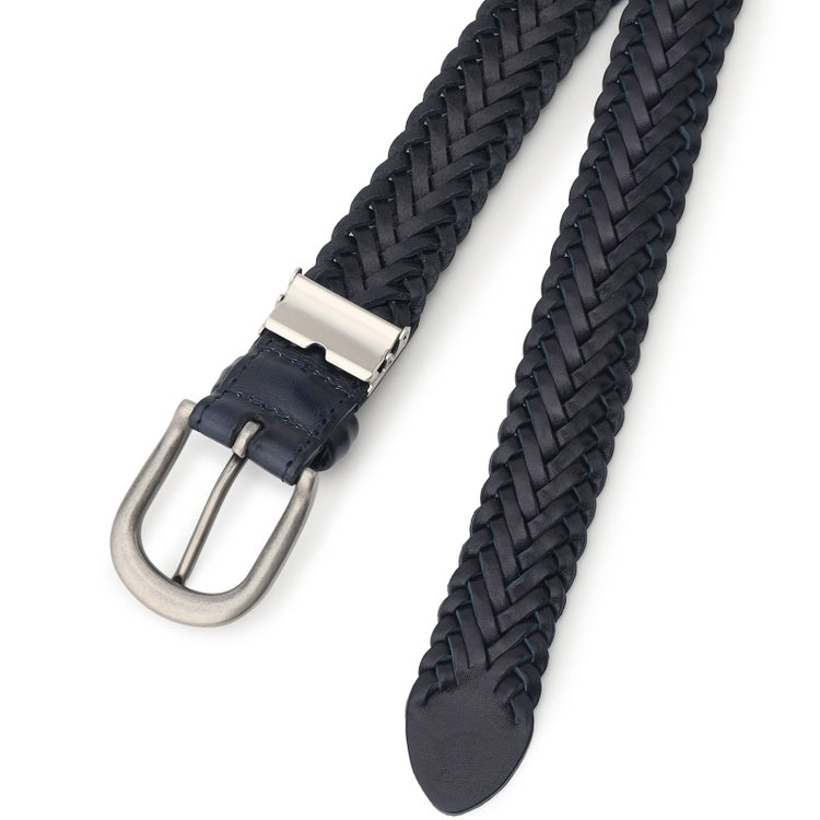 スーツセレクト ピンバックルメッシュベルト 3.0cm幅/ネイビー(ウエスト91cmまで対応) 紺中間