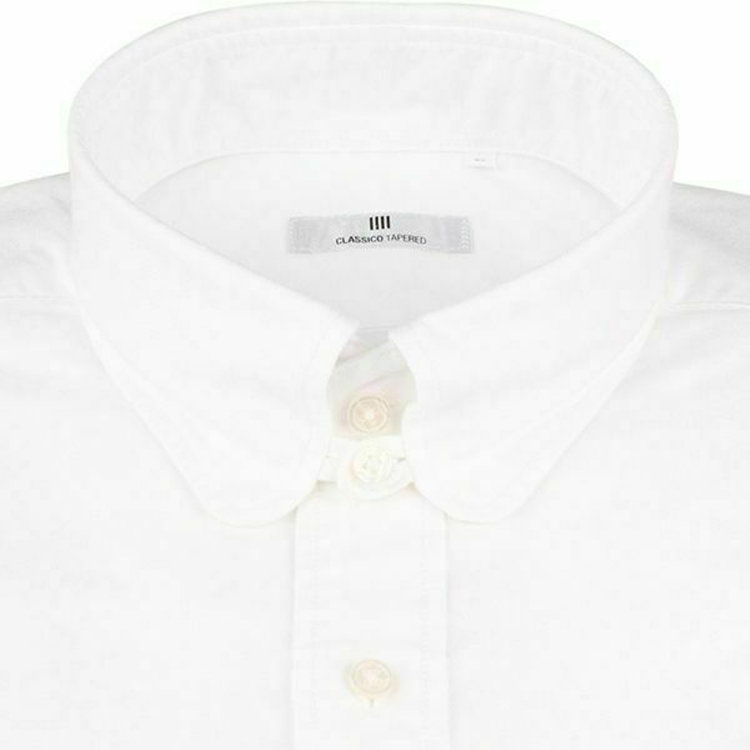 シルバーライン 【CLASSICO TAPERED】ラウンドタブカラードレスワイシャツ/ホワイト×ソリッド 白