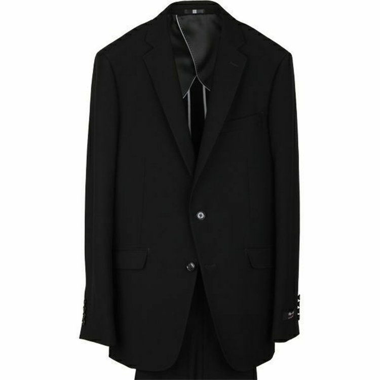 スーツセレクト 【WEB限定/OUTLET】【X】【年間】【フォーマル対応可】 2釦シングルスーツ 0タック/プレミアムブラック×ソリッド+Super100'S ブラック系(黒)