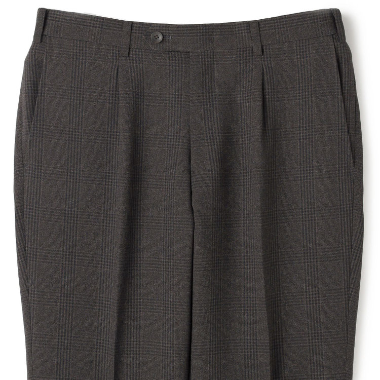 シルバーライン 【CLASSICO TAPERED】【秋冬】2釦シングルスリーピーススーツ 1タック/ブラウン×プレイド/ウエストムーブ/4S SUSTAINABILITY&ECOLOGY FABRIC/※パンツ裾上げ済仕様 茶中間