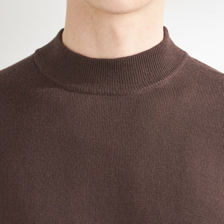 スーツセレクト 【RBC】【秋冬】ウールモックネックニットセーター/ブラウン/ZEGNA BARUFFA/マシンウォッシャブル 茶中間
