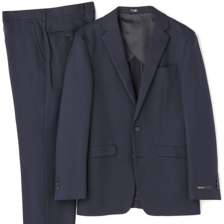 ブラックライン 【SLIM TAPERED_2】【秋冬】2釦シングルスーツ 0タック/ネイビー×ソリッド/ウォッシャブルパンツ/※裾上げ必要 紺濃色