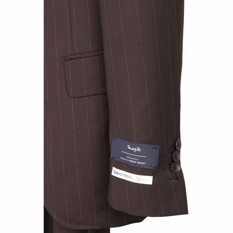スーツセレクト 【WEB限定/OUTLET】【CLASSICO TAPERED】【春夏】3釦段返りシングルスーツ 2タック/ブラウン×ストライプ/サイドAJ/MARZOTTO ブラウン系(茶)