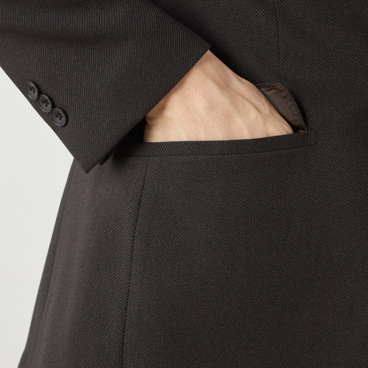 ブラックライン 【SLIM TAPERED_2】【年間】2釦シングルテーパードパンツスーツ 0タック/ブラウン/ウエストシャーリング/4S/※パンツ裾上げ済仕様 茶中間