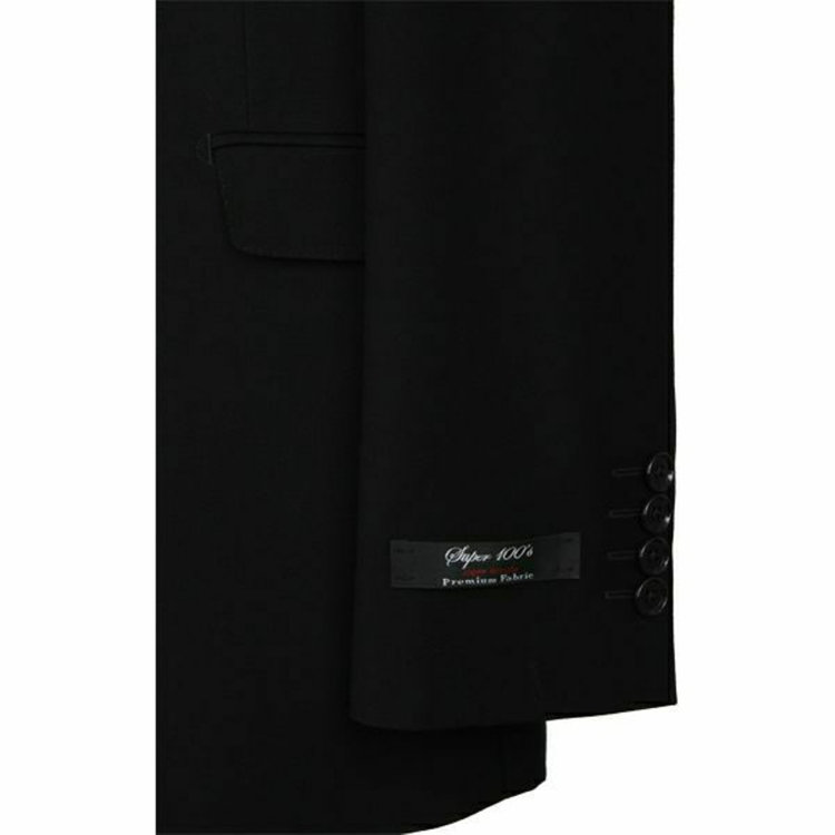 スーツセレクト 【WEB限定/OUTLET】【X】【年間】【フォーマル対応可】 2釦シングルスーツ 0タック/プレミアムブラック×ソリッド+Super100'S ブラック系(黒)