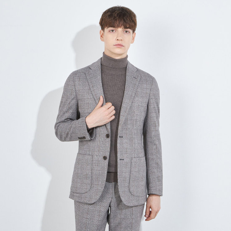 シルバーライン 【5DAYS CLOSET】【RBC】【秋冬】2釦ジャケット/ブラウン×チェック/パッチポケット 茶中間