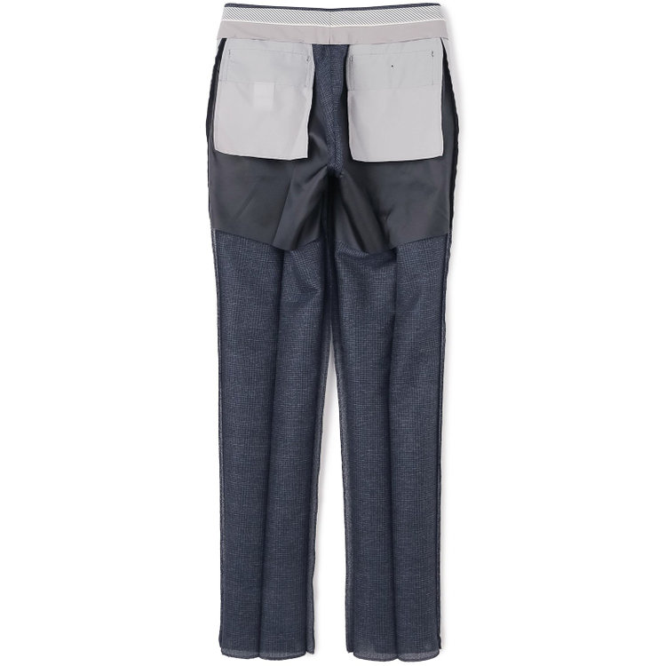 シルバーライン 【5DAYS CLOSET】【RBC】【春夏】1タックテーパードパンツ/ネイビー×チェック/ウエストムーブ仕様/4S SUSTAINABILITY&ECOLOGY FABRIC/※裾上げ必要 紺中間