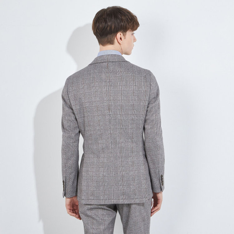 シルバーライン 【5DAYS CLOSET】【RBC】【秋冬】2釦ジャケット/ブラウン×チェック/パッチポケット 茶中間