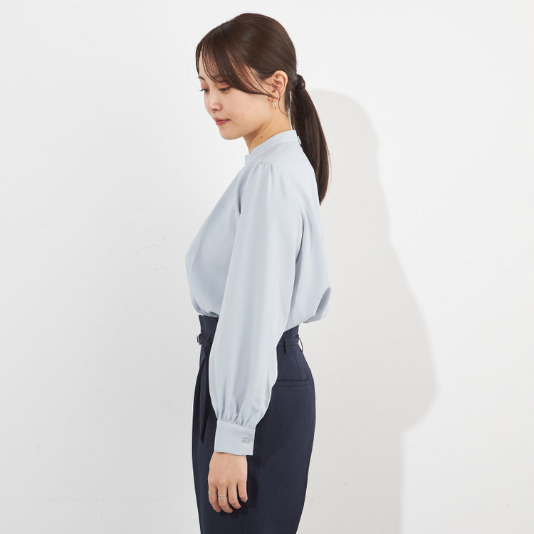 シルバーライン 【SL/長袖】アクセ付きブラウス/ブルー 青淡色