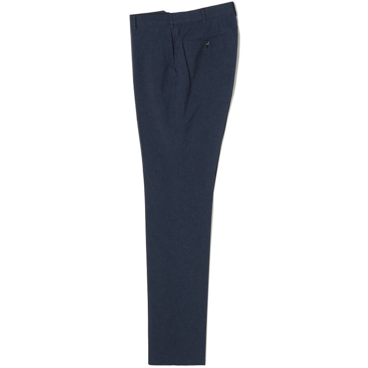 ブラックライン 【SLIM TAPERED】【春夏】0タックテーパードパンツ/カーキ×ハウンドトゥース/ウエストムーブ/4S SUSTAINABILITY&ECOLOGY FABRIC「ウォッシャブル」「ストレッチ」/※裾上げ済み仕様 紺濃色