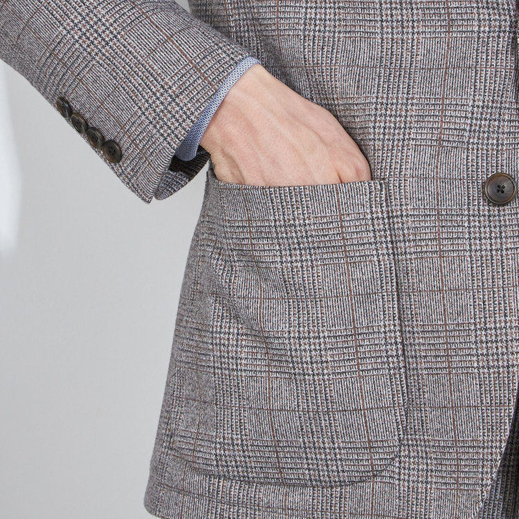 シルバーライン 【5DAYS CLOSET】【RBC】【秋冬】2釦ジャケット/ブラウン×チェック/パッチポケット 茶中間