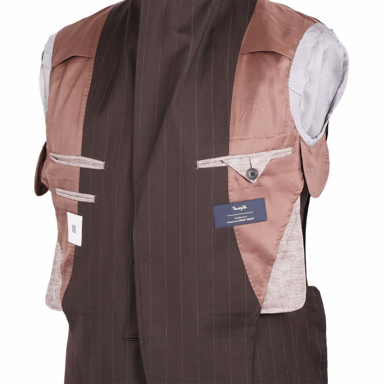 スーツセレクト 【WEB限定/OUTLET】【CLASSICO TAPERED】【春夏】3釦段返りシングルスーツ 2タック/ブラウン×ストライプ/サイドAJ/MARZOTTO ブラウン系(茶)