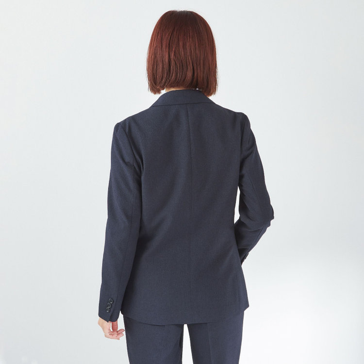 シルバーライン 【RELAX TAPERED 2】【春夏】 1釦パンツスーツ/ネイビー×シアサッカー/ウォッシャブル/※パンツ裾上げ済仕様 紺中間