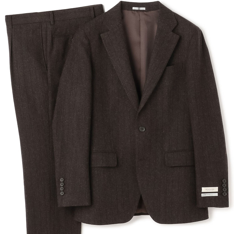 シルバーライン 【発送在庫あり】【CLASSICO TAPERED】【秋冬】2釦シングルスーツ 1タック/ブラウン×ストライプ/RE:NEWOOL/※裾上げ必要 茶中間