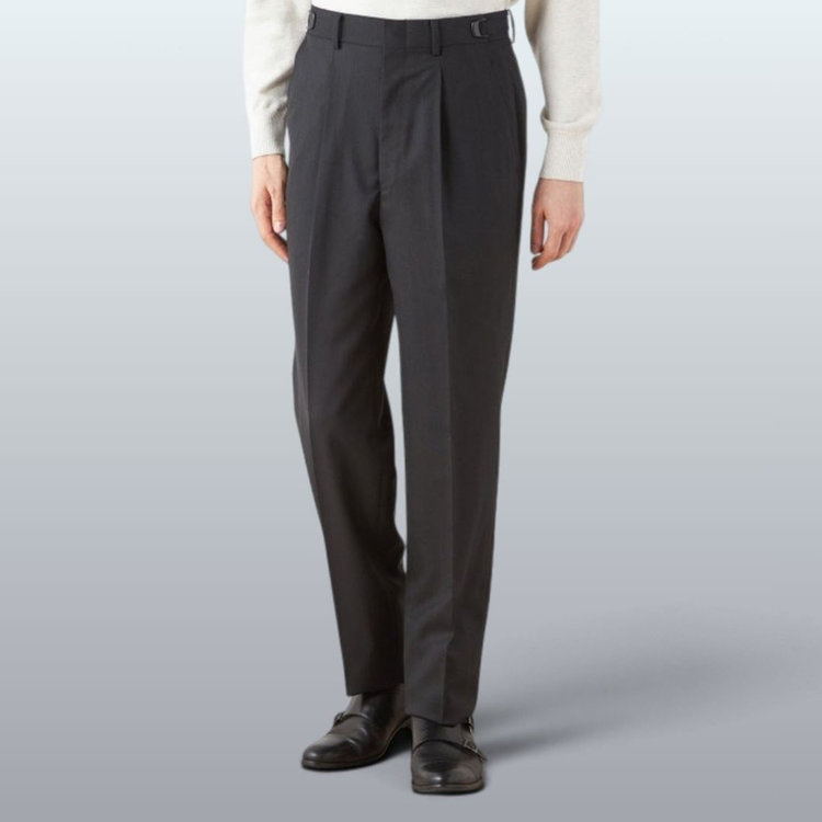 ソノタ 【WIDE PANTS SUIT】【秋冬】1タックワイドシルエットパンツ/ダークグレー/NEW ZEALAND WOOL MIX/※裾上げ必要 グレー濃色
