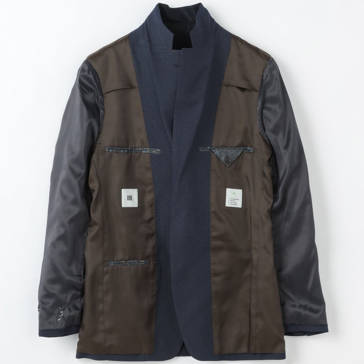 スーツセレクト 【発送在庫あり】【CLASSICO TAPERED】【秋冬】2釦シングルスリーピーススーツ 1タック/ネイビー/ウエストムーブ/4S SUSTAINABILITY&ECOLOGY FABRIC/※パンツ裾上げ済仕様 紺中間