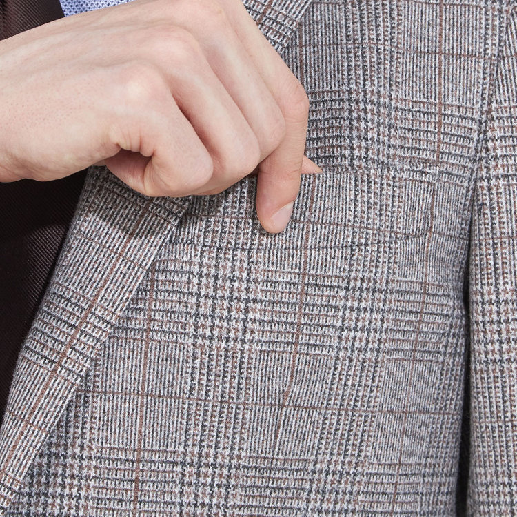 シルバーライン 【5DAYS CLOSET】【RBC】【秋冬】2釦ジャケット/ブラウン×チェック/パッチポケット 茶中間