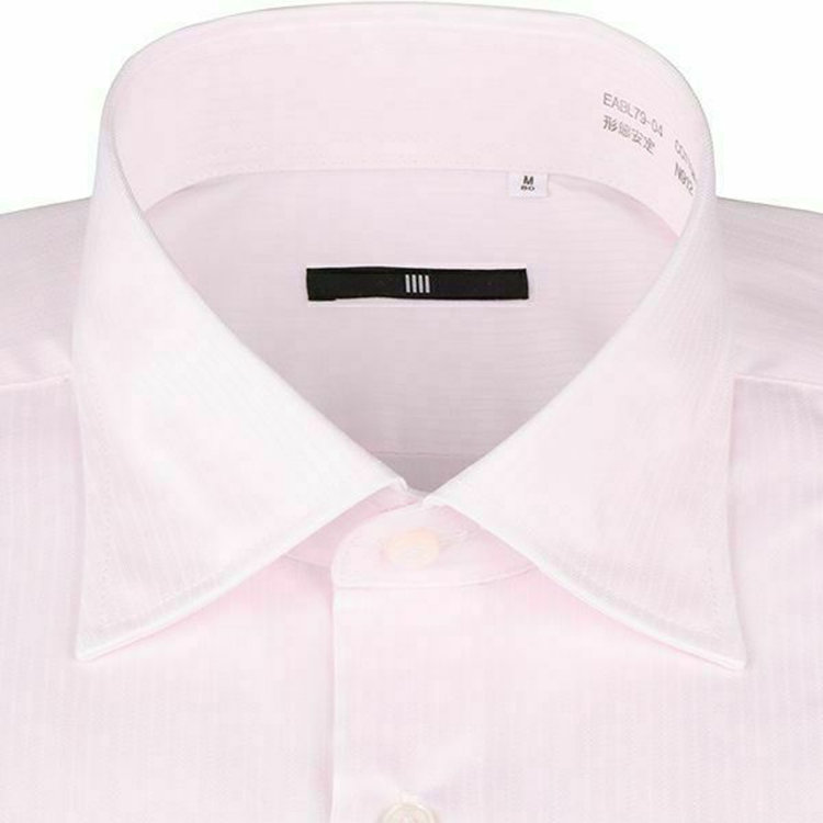 ブラックライン 【BLACK LINE】【形態安定】ワイドカラードレスワイシャツ/ペールピンク×ドビーストライプ 赤淡色