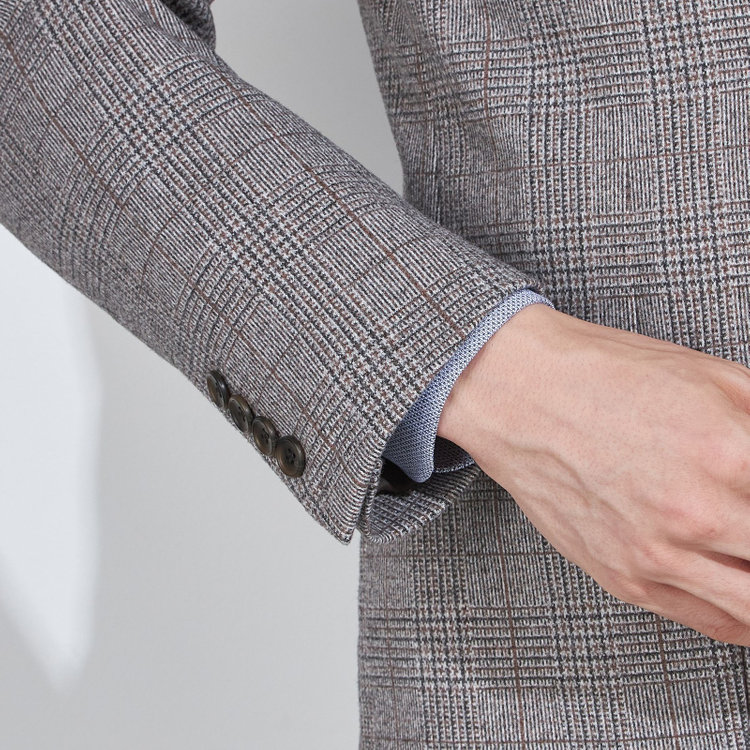 シルバーライン 【5DAYS CLOSET】【RBC】【秋冬】2釦ジャケット/ブラウン×チェック/パッチポケット 茶中間