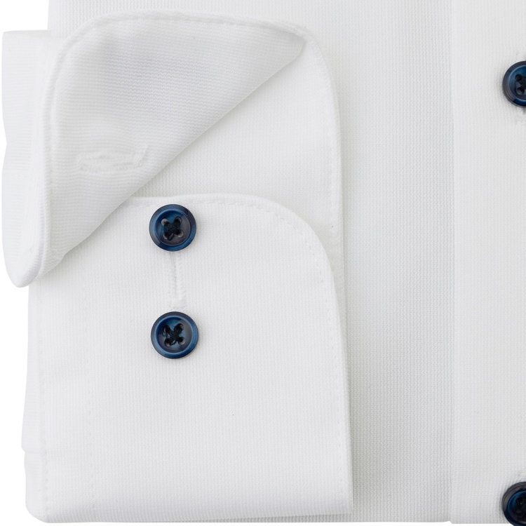 ブラックライン 【発送在庫あり】【WEB限定】【BLACK LINE】ボタンダウンワイシャツ/ホワイト×ドビー/釦・釦付糸：ネイビー/「4S」スーパーノンアイロン・ストレッチ 白