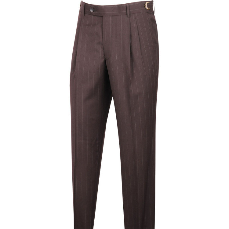 スーツセレクト 【WEB限定/OUTLET】【CLASSICO TAPERED】【春夏】3釦段返りシングルスーツ 2タック/ブラウン×ストライプ/サイドAJ/MARZOTTO ブラウン系(茶)