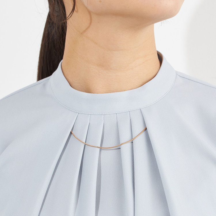 シルバーライン 【SL/長袖】アクセ付きブラウス/ブルー 青淡色