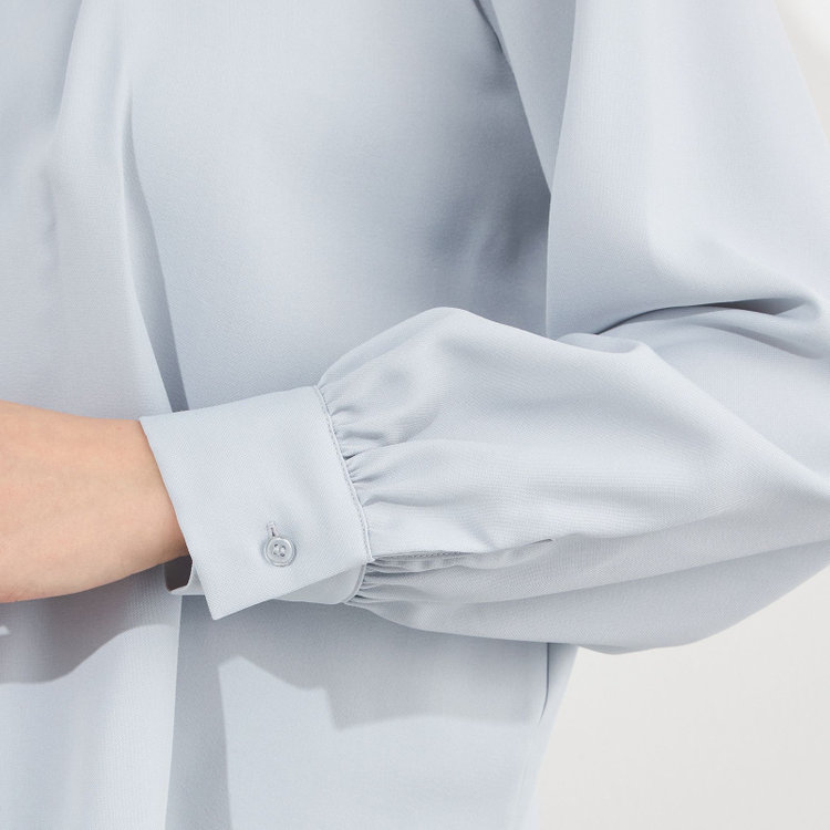 シルバーライン 【SL/長袖】アクセ付きブラウス/ブルー 青淡色