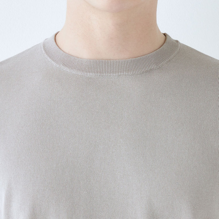 スーツセレクト 【RBC】【5分袖】コットンブレンドクルーネックニット/グレー/マシンウォッシャブル グレー淡色