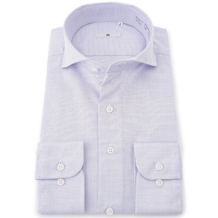 シルバーライン 【SILVER LINE】【形態安定】ホリゾンタルワイドワイシャツ/パープル×ドビー 紫淡色