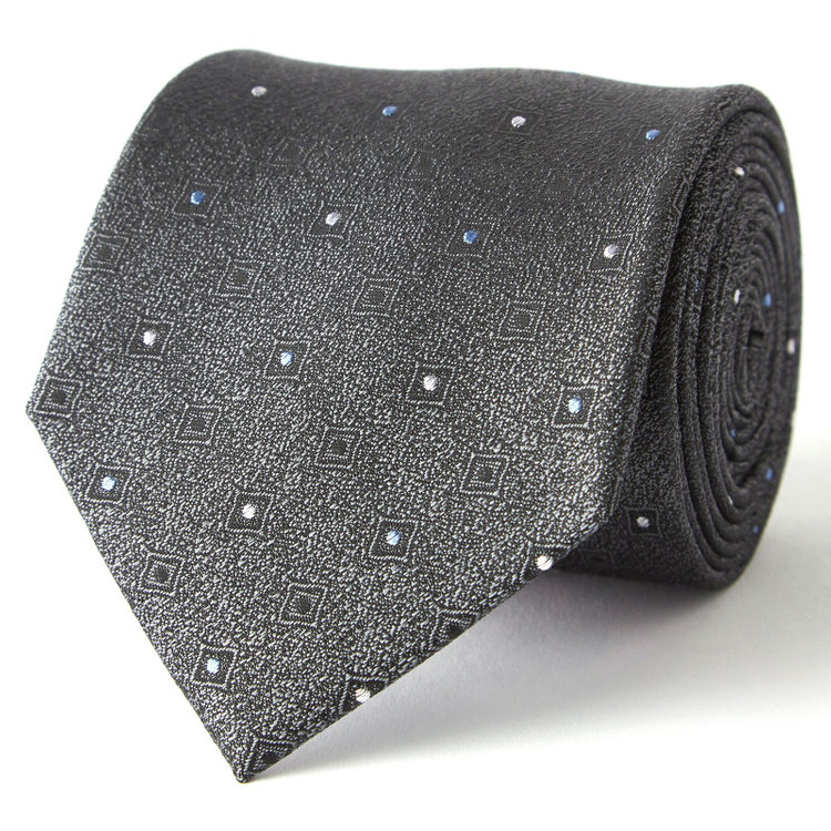 ブラックライン 【BLACK LINE】シルクブレンド小紋ネクタイ 7.5cm幅/グレー その他